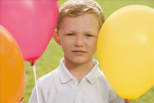 肖像,男孩,气球