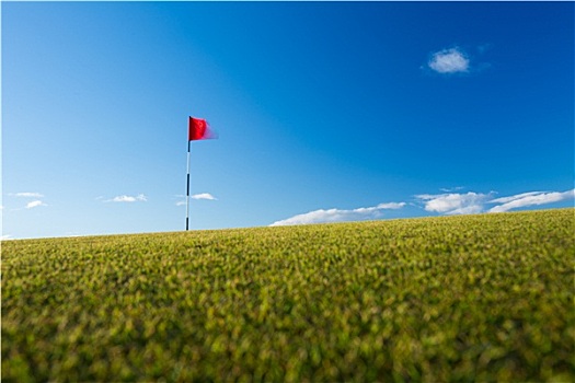 红色,高尔夫旗,高尔夫球场,搬进,风,动感,模糊,图像,苏格兰
