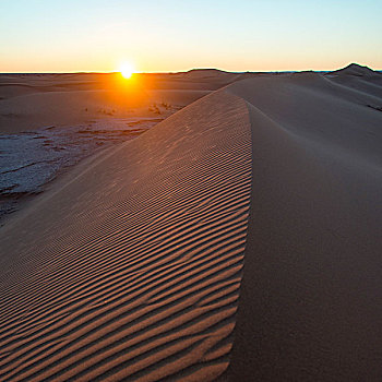 日落,上方,沙丘,撒哈拉沙漠,摩洛哥