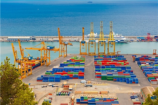 海洋,货物,港口,集装箱码头,巴塞罗那