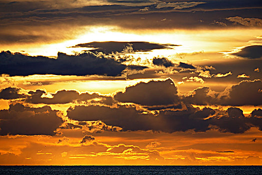 日落,上方,亚德里亚海,达尔马提亚,克罗地亚,欧洲