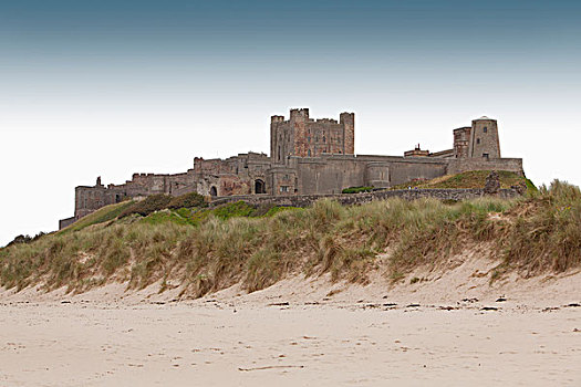 城堡,海滩,靠近,英格兰,英国
