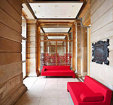 佩斯利螺旋花纹,市政厅,19世纪,建筑,室内,红色,沙发,公共场所
