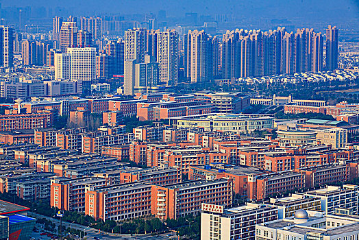 俯瞰,建筑群,大楼,道路,城市,全景