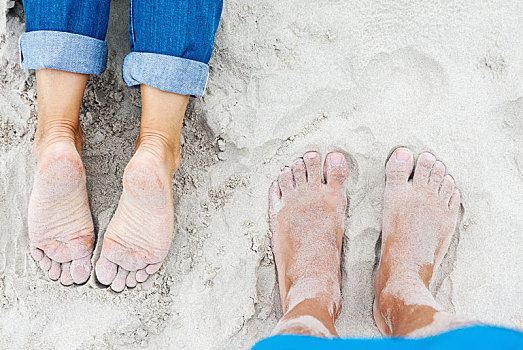 沙,女性,男性,脚,海滩