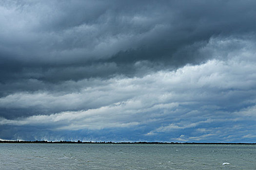 雷雨,上方,湖,卡马格,罗讷河口省,法国