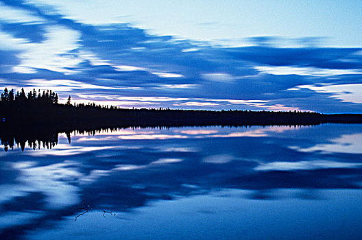 湖,黄昏,山,省立公园,曼尼托巴,加拿大