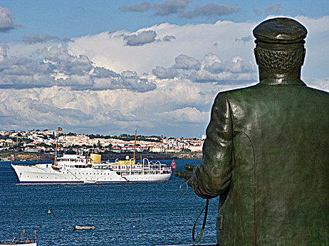 皇家,游艇,挪威,国王,雕塑,城市,卡斯卡伊斯,海岸,里斯本,葡萄牙