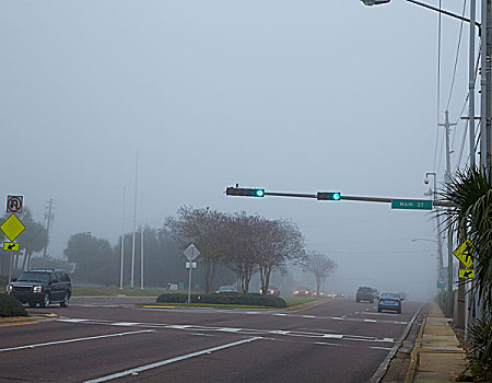 雾状,雾气,早晨,佛罗里达,交通,汽车,美国