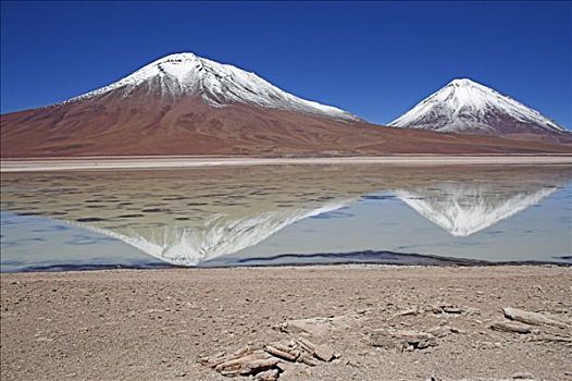 泻湖,火山,右边,玻利维亚,靠近,边界,智利,南美