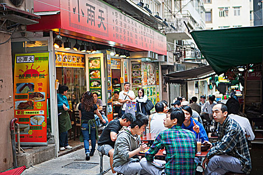 人,就餐,食品店,街道,中心,香港
