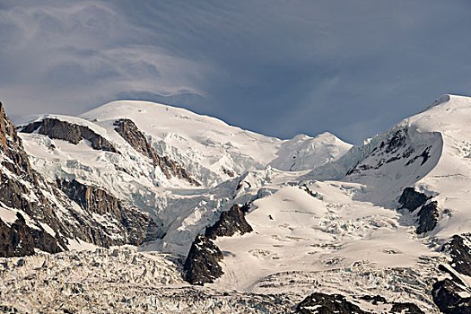 勃朗峰,冰河,上萨瓦,隆河阿尔卑斯山省,法国,欧洲