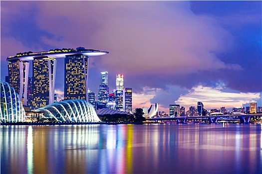 新加坡,天际线,夜晚