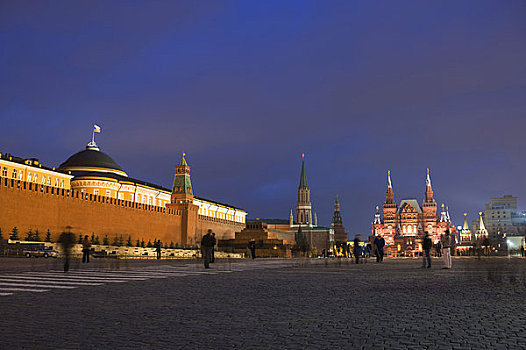 俄罗斯,莫斯科,红场,克里姆林宫,历史,博物馆,夜晚