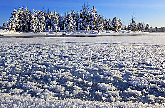 瑞典,拉普兰,冬季风景,湖