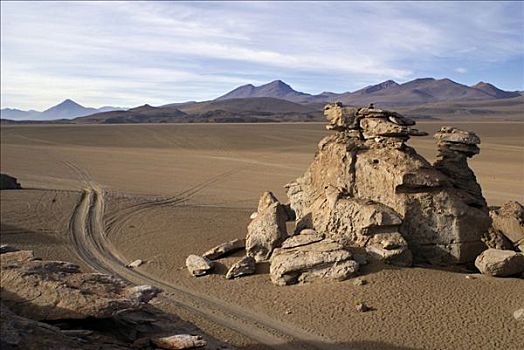 火山岩,漂石,荒芜,乌尤尼,高地,玻利维亚