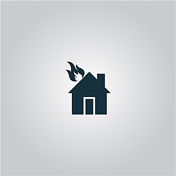 房子,燃烧,矢量,象征