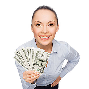 商务,钱,银行,概念,微笑,职业女性,美元