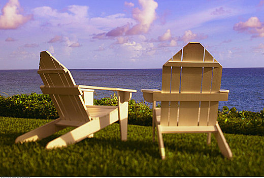 宽木躺椅,草地,天堂岛,巴哈马