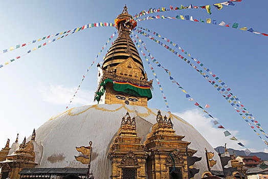 佛教,佛塔,猴庙,加德满都,尼泊尔,亚洲