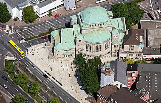 航拍,犹太会堂,鲁尔区,北莱茵威斯特伐利亚,德国,欧洲