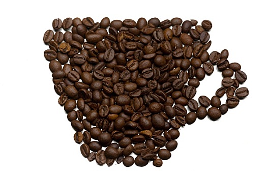 剪影,一杯咖啡,咖啡豆