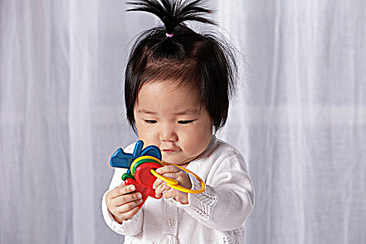 中国人,婴儿,拿着,玩具,钥匙扣