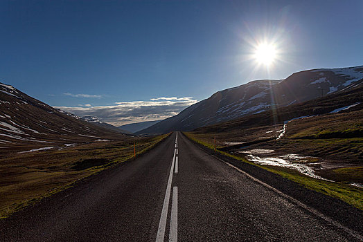 环路,逆光,道路,半岛,北方,冰岛