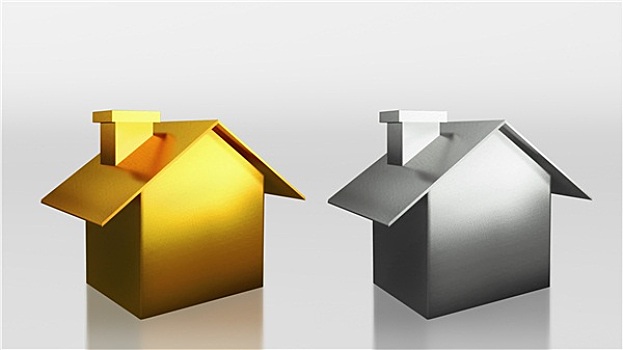 投资,金色,银,房子,对比