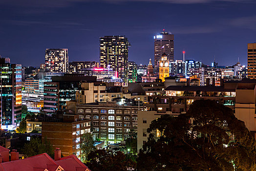 悉尼,夜晚,建筑