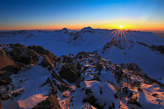 夕阳西下长白山