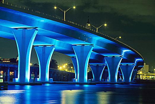 夜晚,桥,佛罗里达