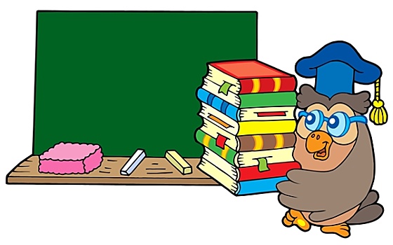 猫头鹰,教师,书本,黑板