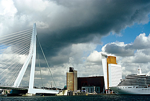 桥,新,建筑,鹿特丹,荷兰南部,荷兰,欧洲