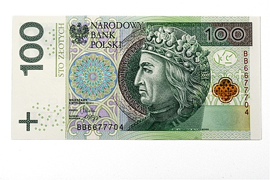 100,波兰,货币,白色背景,背景