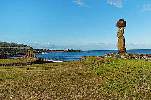 复活节岛石像,穿,仪式,复杂,汉加洛,拉帕努伊国家公园,世界遗产,复活节岛,智利,南美