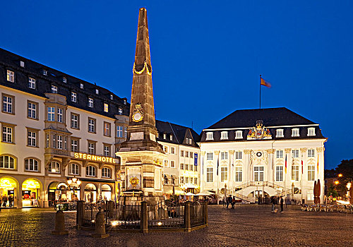 老市政厅,喷泉,蓝色,钟点,北莱茵威斯特伐利亚,德国,欧洲