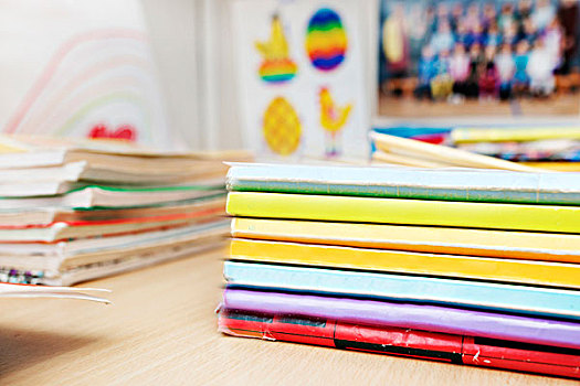 一堆,彩色,笔记本
