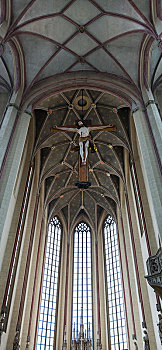 拱顶,耶稣十字架,哥特式,教堂,下巴伐利亚,德国,欧洲