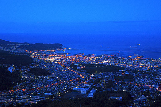 城市,夜晚,山