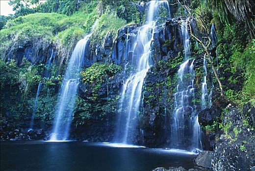 夏威夷,毛伊岛,海岸,瀑布,蓝色,水池