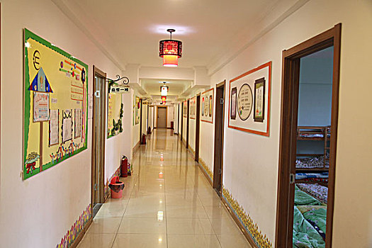 走廊,楼道,装饰,幼儿园,过道,安静