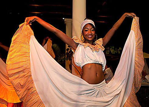毛里求斯,舞者,表演,传统,国家,跳舞