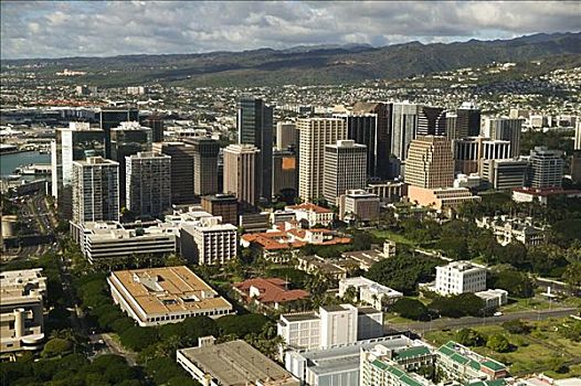 夏威夷,瓦胡岛,市区,檀香山,俯视