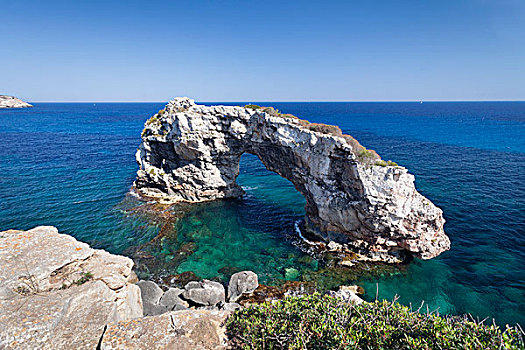 天然拱,海岸,靠近,马略卡岛,巴利阿里群岛,西班牙,欧洲
