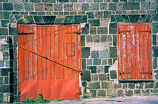 加勒比,相配,红色,窗户,门