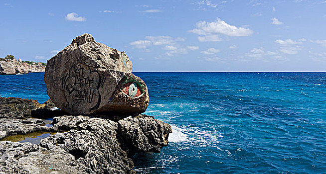 石头,涂绘,马略卡岛,西班牙,欧洲