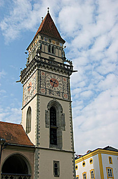 欧洲,德国,巴伐利亚,帕绍,市政厅,钟楼