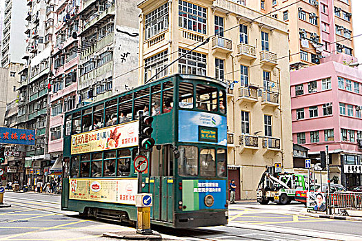 有轨电车,过去,历史,住宅,建筑,城镇,香港