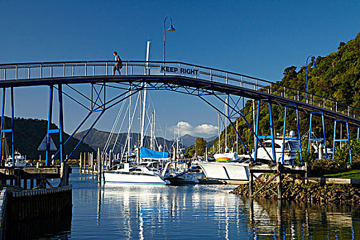 步行桥,码头,皮克顿,马尔伯勒,声音,南岛,新西兰